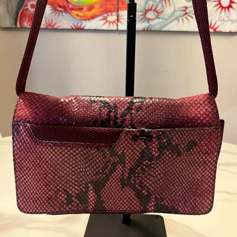 MIU MIU Python Snakeskin Mini Shoulder Bag Burgundy - Picture 2 of 16